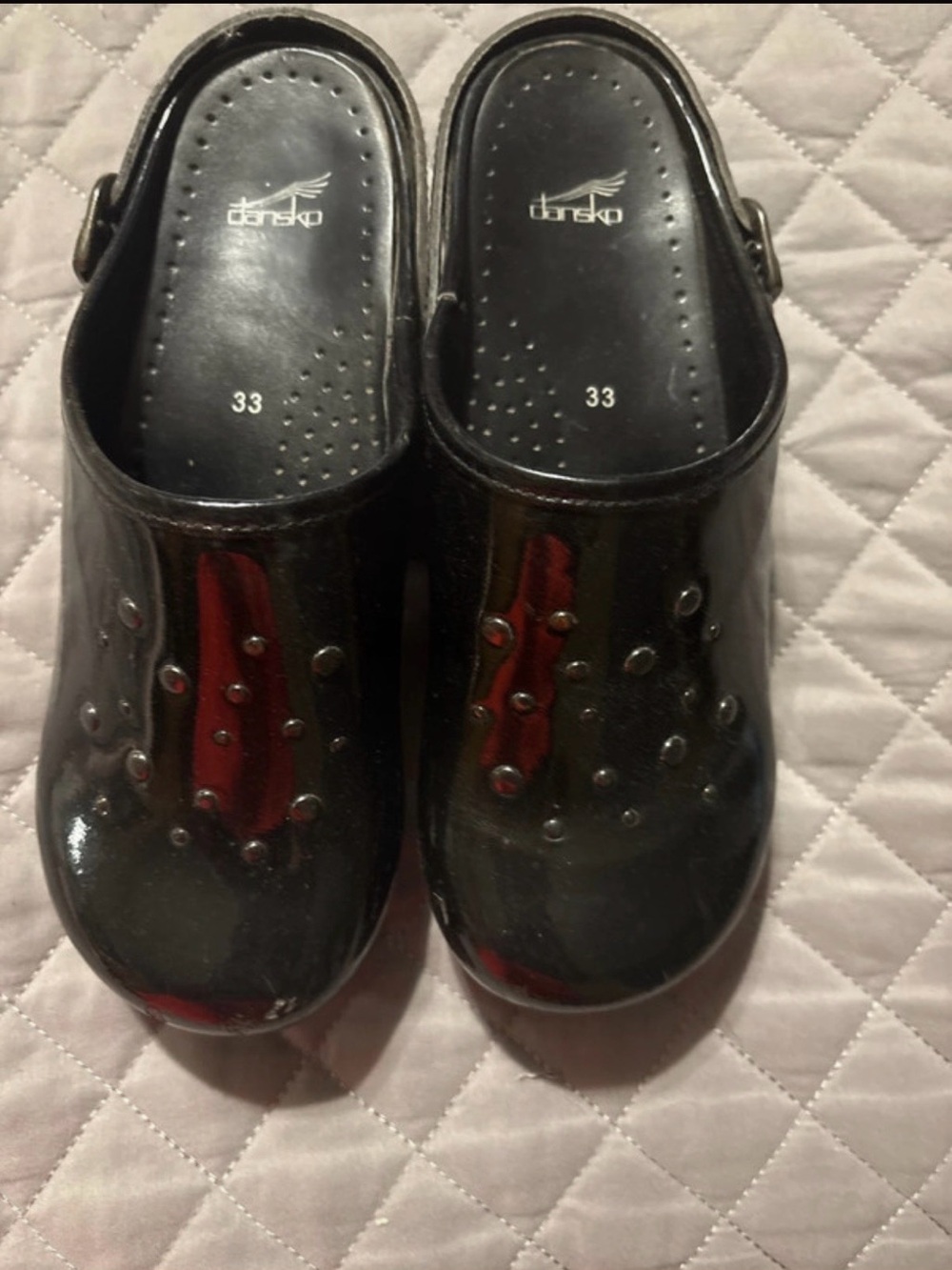 Dansko Black Patent Kids Clogs